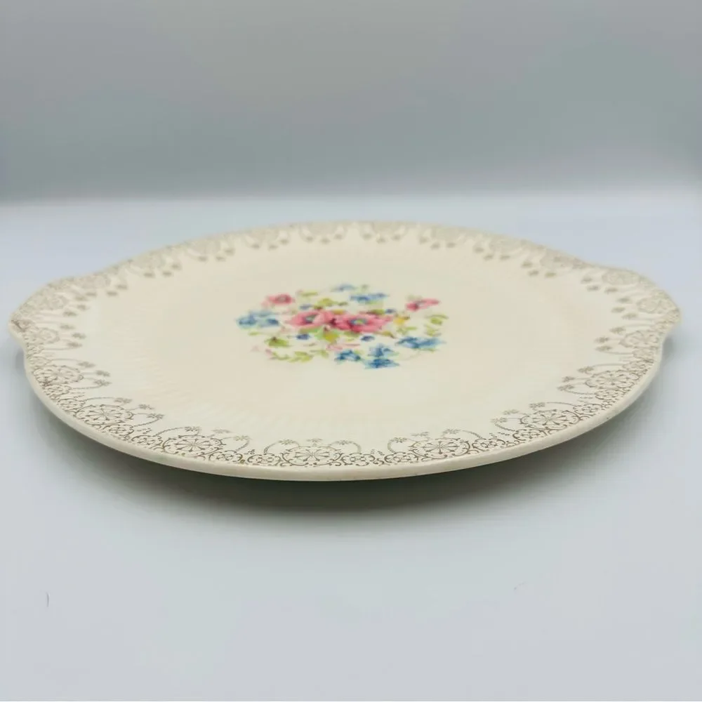 Royal China Cake Plate Sebring Ohio VTG 1960s Serving Platter Decorative Dish